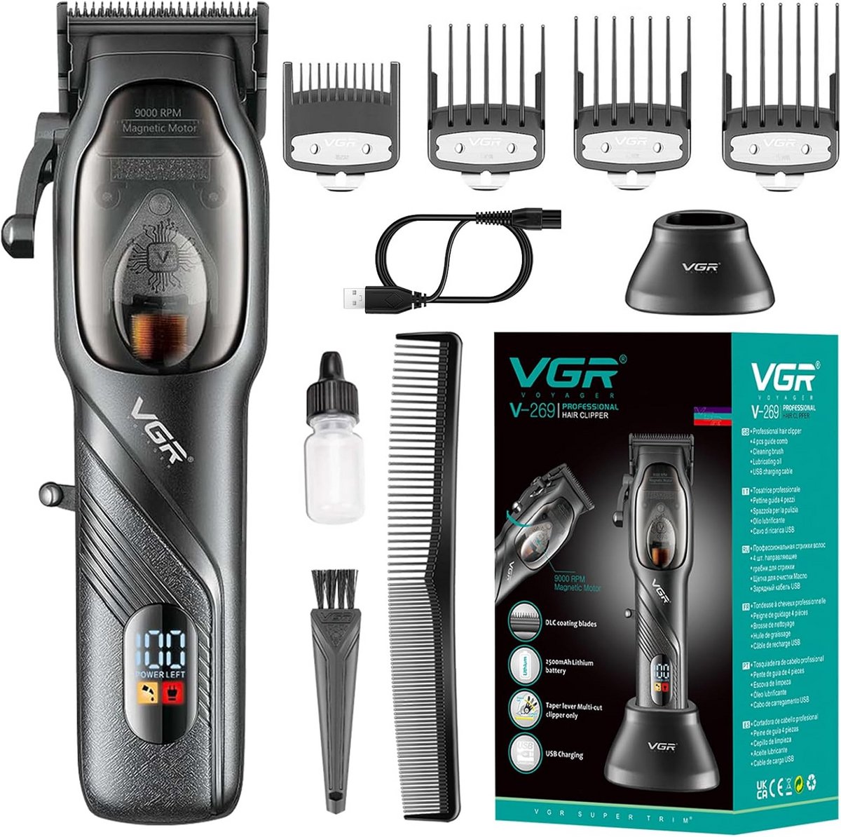 Professionele Haartrimmer voor Mannen - Verstelbare T-blade - USB-oplaadbaar