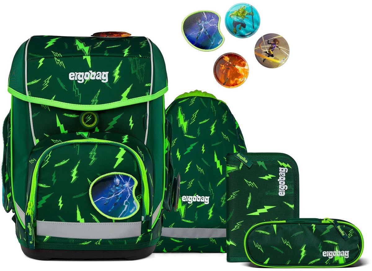 ergobag Schooltas Lumi-Edition Cubo Set 5-delig Bärtastisch Donkergroen
