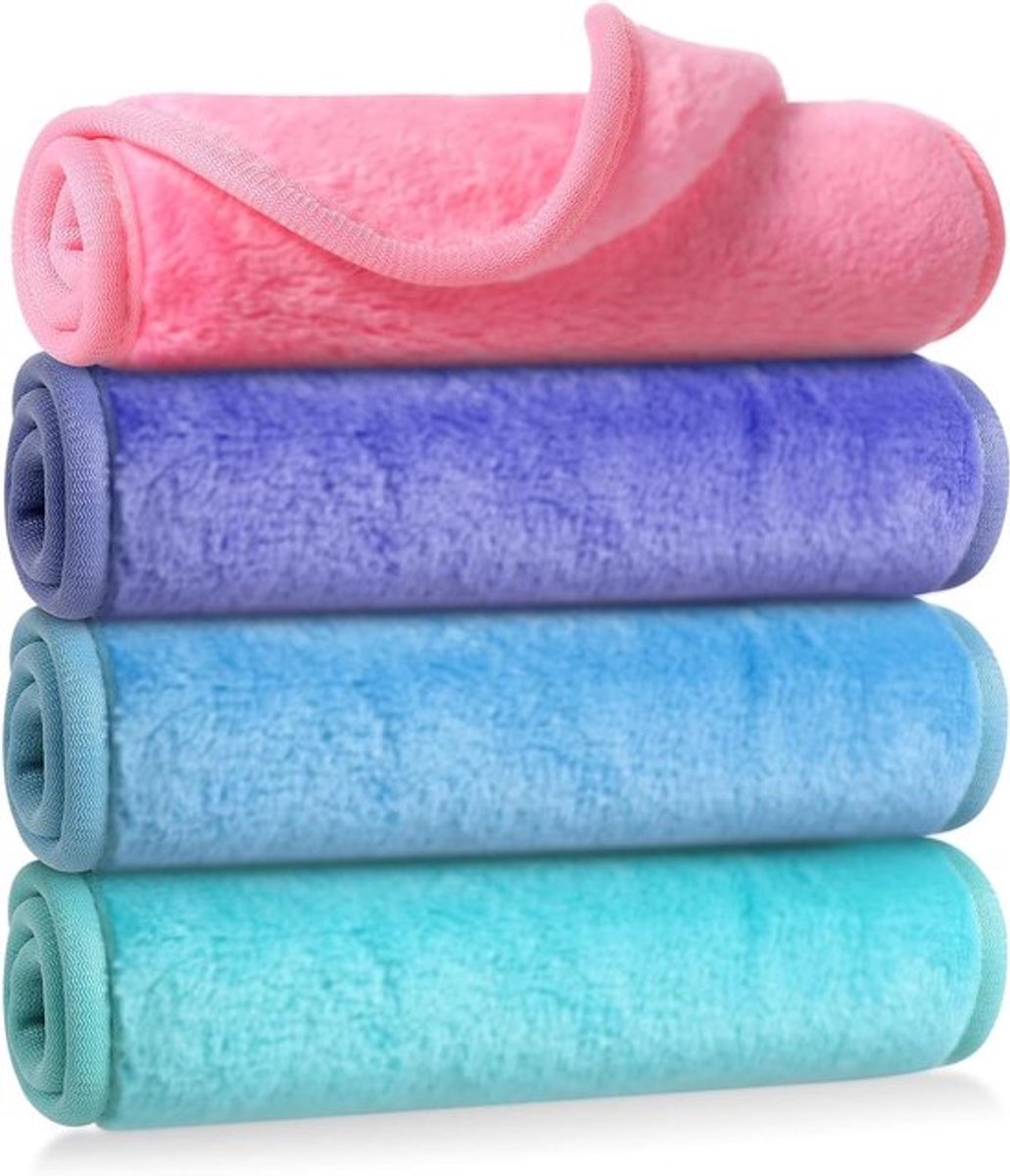 4 stuks wasbare microvezel make-updoekjes - gezichtsreiniging en make-up verwijderen (stijl)