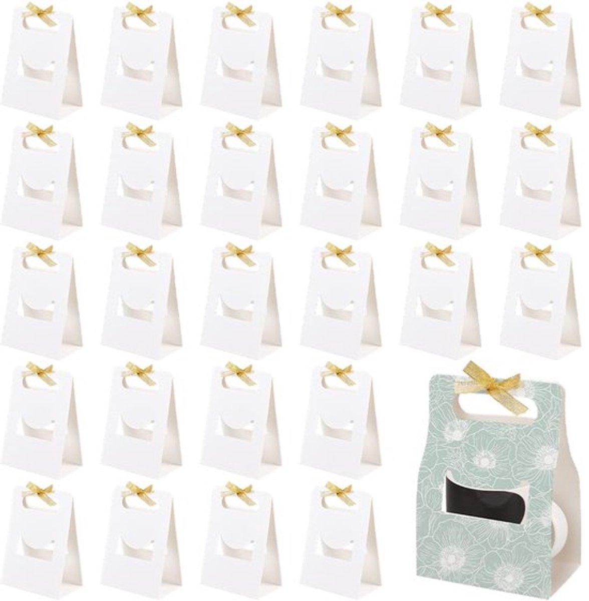 Mokkendozen 36 Stuks - 19 x 14 x 8,5 cm - Witte Koffiemokken met Lint voor Feesten