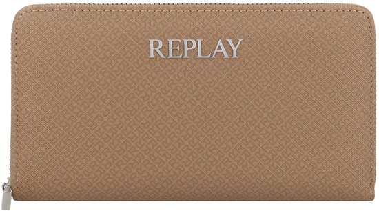 REPLAY Porte-monnaie Zip Around Wallet Dirty Pale Beige + Black Marron clair