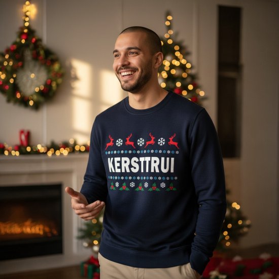 Kersttrui Design Kersttrui | Pulls de Noël moches pour hommes et femmes | Pull de Noël | Marine | taille L.