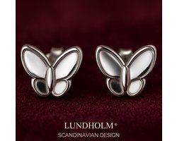 Lundholm Oorknopjes Vlinder - Premium Stainless Steel Jewellery - Kleine Zilver kleurige Oorbellen (0.6 cm) - Cadeautje my - Luxe Geschenkverpakking
