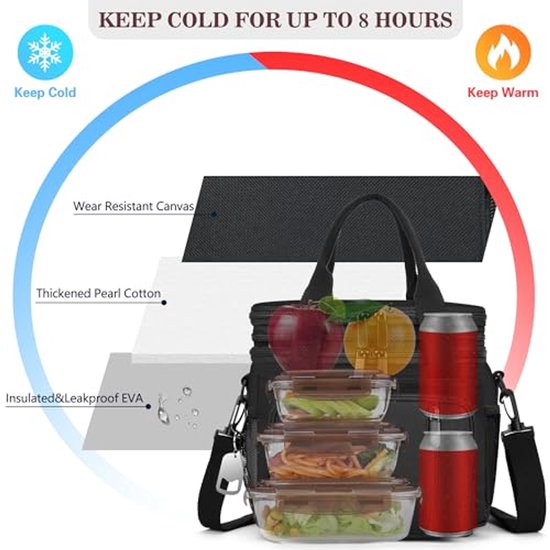 lunch-handtas - Thermische lunchzak - handtas - koeltas - Grote inhoud van 16 liter Lekpreventie van Merkloos — afbeelding 3