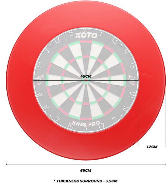 KOTO Dartbord Surround Rood, Hoogwaardige Dartomranding, Dart Surroundring, Bescherming Pijlen & Muren, Gemakkelijk te bevestigen van KOTO — afbeelding 5