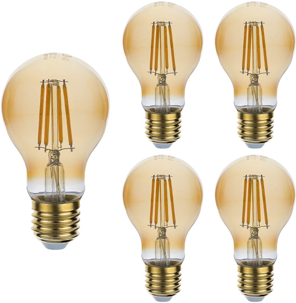 Optonica LED Filament Lamp A60 E27 - 8W (vervangt 55W) - 720lm - 2700K Warm Wit - 230V - Ø60mm - Energiezuinig - 5 stuks
