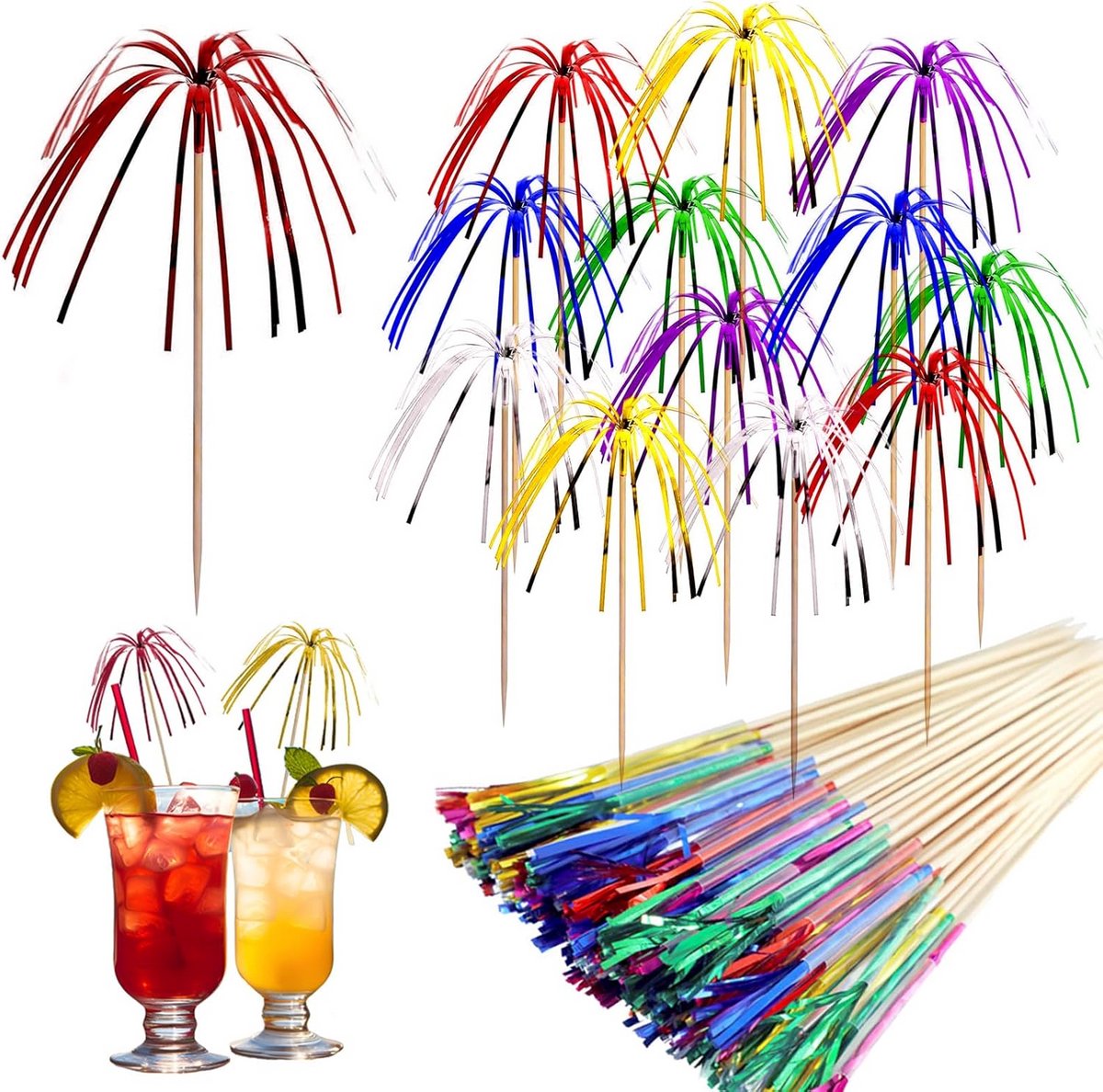 Palm cocktail prikkers 100 stuks 23 cm - decoratie voor feestelijke drankjes en hapjes