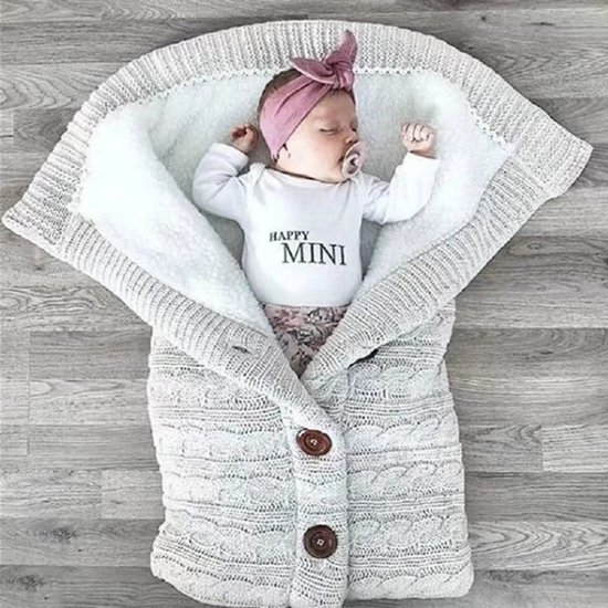 Wintervoetjes voor baby's - Universele winterslaapzak - Gebreide voetjes - Met fleece gevoerde winterslaapzak voor baby's - Warme voetjes - Babydeken voor in de kinderwagen - 68x39cm -Zwart van Merkloos — afbeelding 2