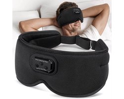 Lunea™ Muziek Slaapmasker met White Noise & Bluetooth – Zwart - 24 Geluiden – 3D Lichtdicht Ontwerp – Ultradunne Speakers – Koelend & Comfortabel – Ideaal voor Zijslapers - Zwart