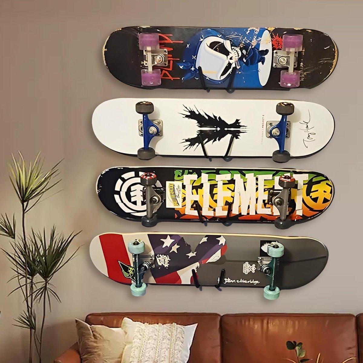 Cosensi Wandhouder voor 6 stuks skateboard en snowboard opslag en display voor kamer en garage Any