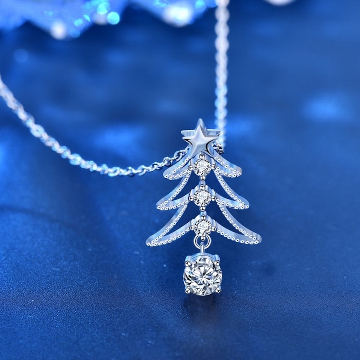 Sprankelende Moissaniet Kerstboom Ketting