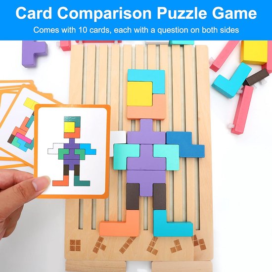 Houten Tetris Puzzel Stapelspel Educatief Montessori Speelgoed voor Kinderen vanaf 3 Jaar van Houten — afbeelding 5