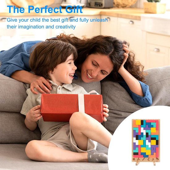 Houten Tetris Puzzel Stapelspel Educatief Montessori Speelgoed voor Kinderen vanaf 3 Jaar van Houten — afbeelding 4