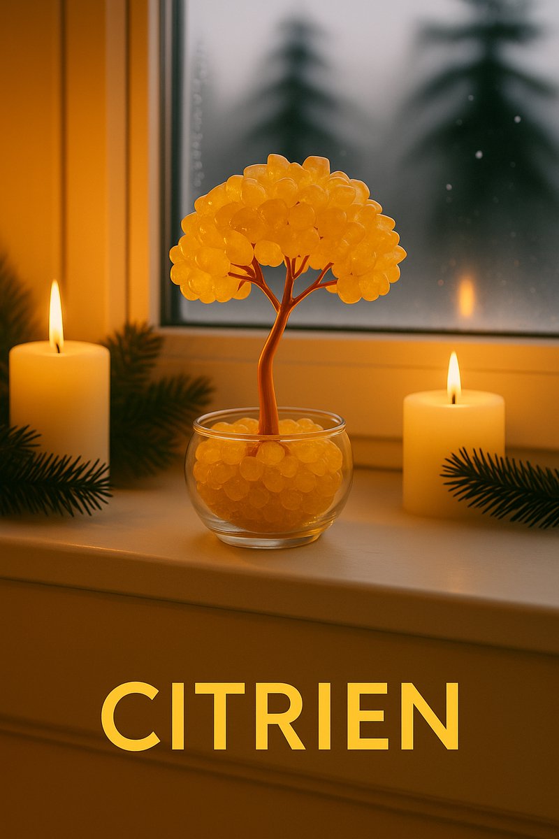 S4H® Citrien Edelsteenboompje – Manifestatie, Rijkdom & Positieve Energie – Feng Shui Geluksboom