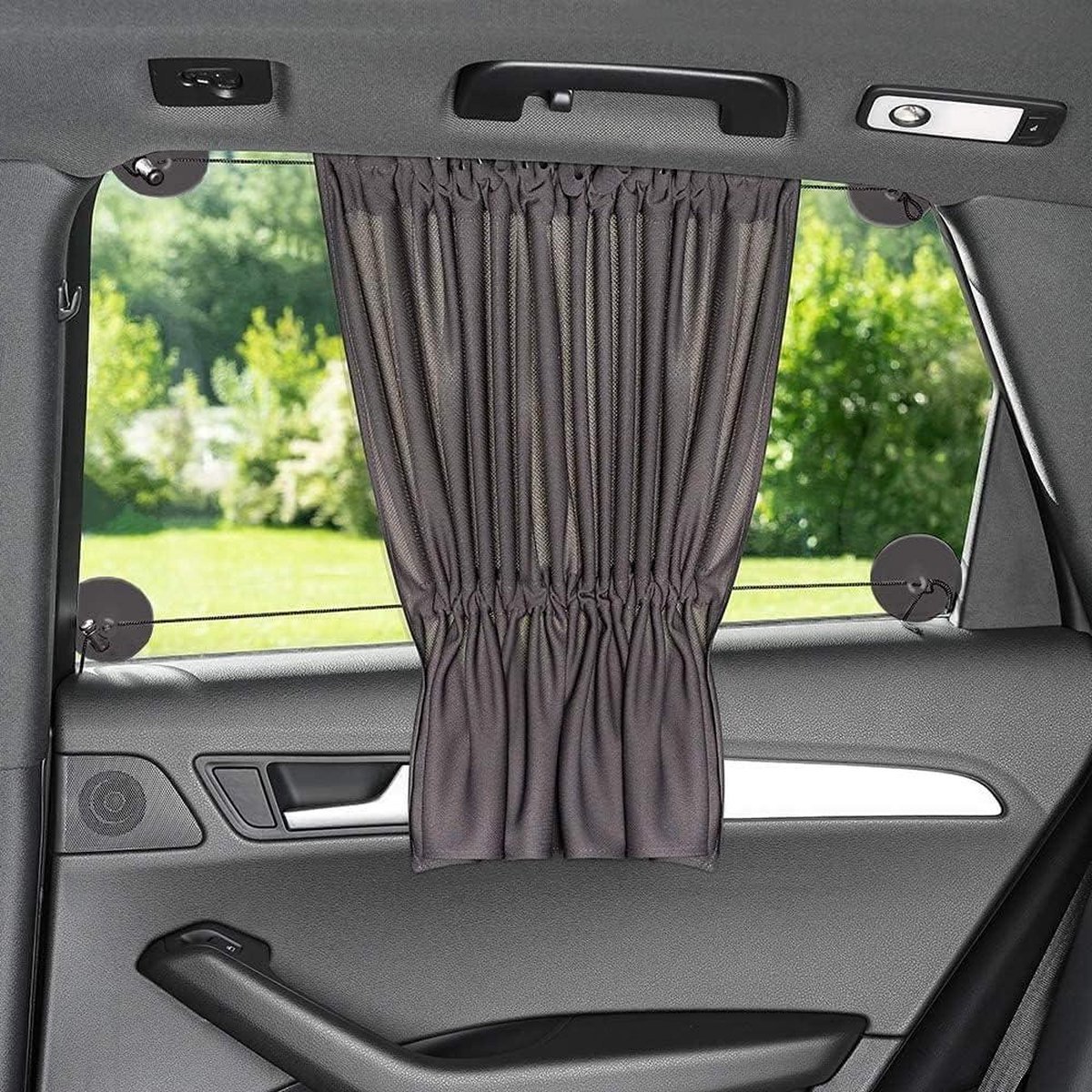 Stunq® Universeel Zonnescherm Auto Baby 2 Stuks - Zonwering Gordijnfunctie UV-bescherming - Hittebescherming Verduistering - XXL 68 x 50 cm - Grijs - Zonnescherm