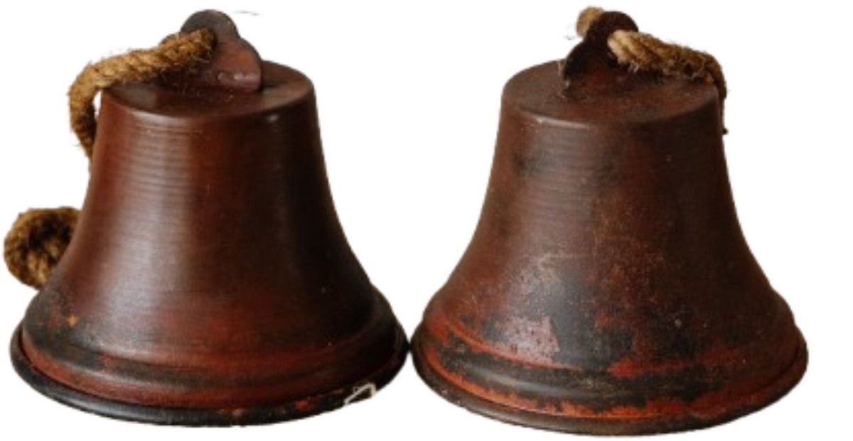 Set van 2 vintage metalen kerstbellen bruin - Landelijke kerstdecoratie - Kerstklok