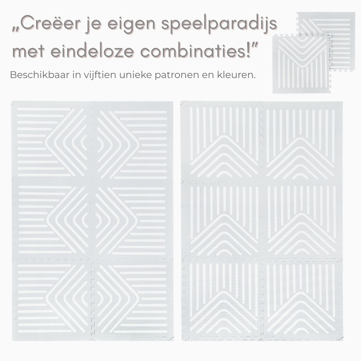 NilaFee™ - Speelmat - Foam - Baby - Speelkleed - Kruipmat - 180 x 120 x 1.5 cm - Puzzelmat - Opbergtas -Geometry Grijs — afbeelding 2