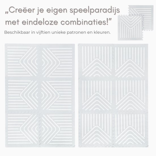NilaFee™ - Speelmat - Foam - Baby - Speelkleed - Kruipmat - 180 x 120 x 1.5 cm - Puzzelmat - Opbergtas -Geometry Grijs van NilaFee® — afbeelding 2