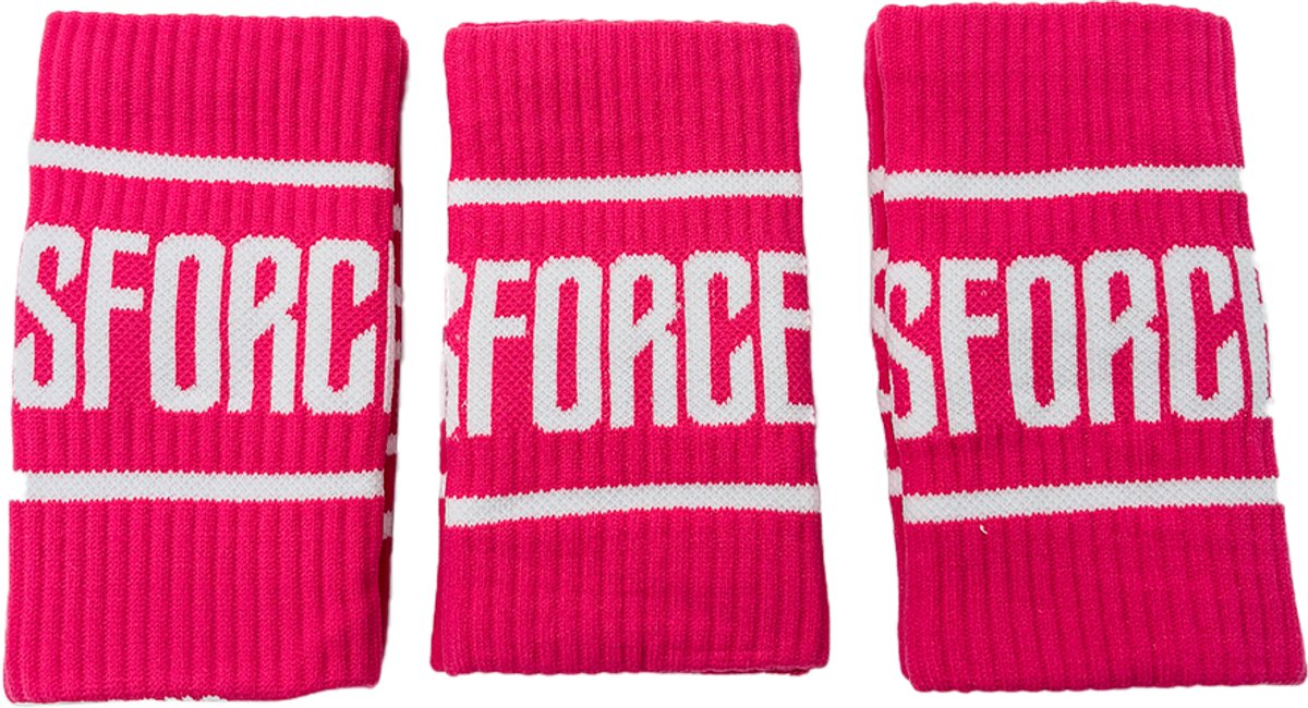 CrossForce COMBIPACK 3x2 Stuks Zweetbanden voor Pols – Polsband – Zweet Wrist Wraps – Unisex Volwassenen - Roze & Wit - Sport - Fitness - CrossFit