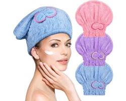 3x Microvezel Haarhanddoek Turban voor Drogen Haar - Sneldrogend & Absorberend