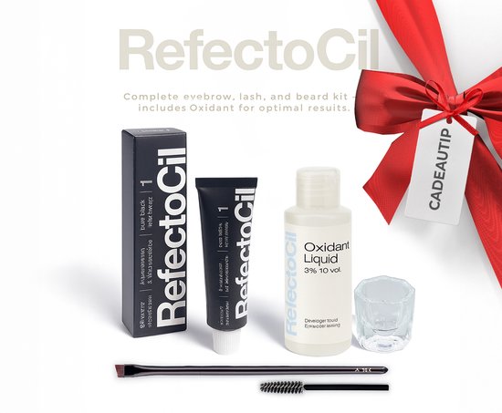 RefectoCil Wimper & Wenkbrauw Verf Kit: 1 Zwart tube verf, oxidant liquid, mengbakje, applicator en borstel.
