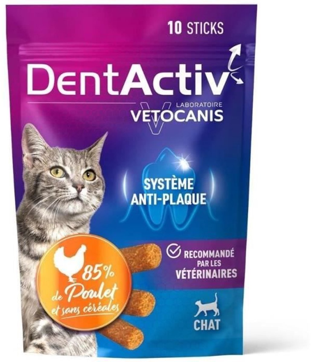 DentActiv - 10 Sticks - VETOCANIS - Mondhygiëne met kip voor katten