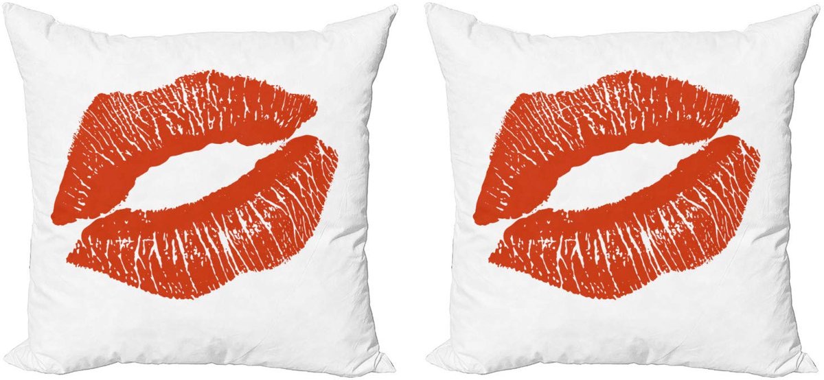 ABAKUHAUS Kussenhoes Set – 2x40x40 cm – Dubbelzijdige Bedrukking – Vermiljoen Wit Vermilion Weiß