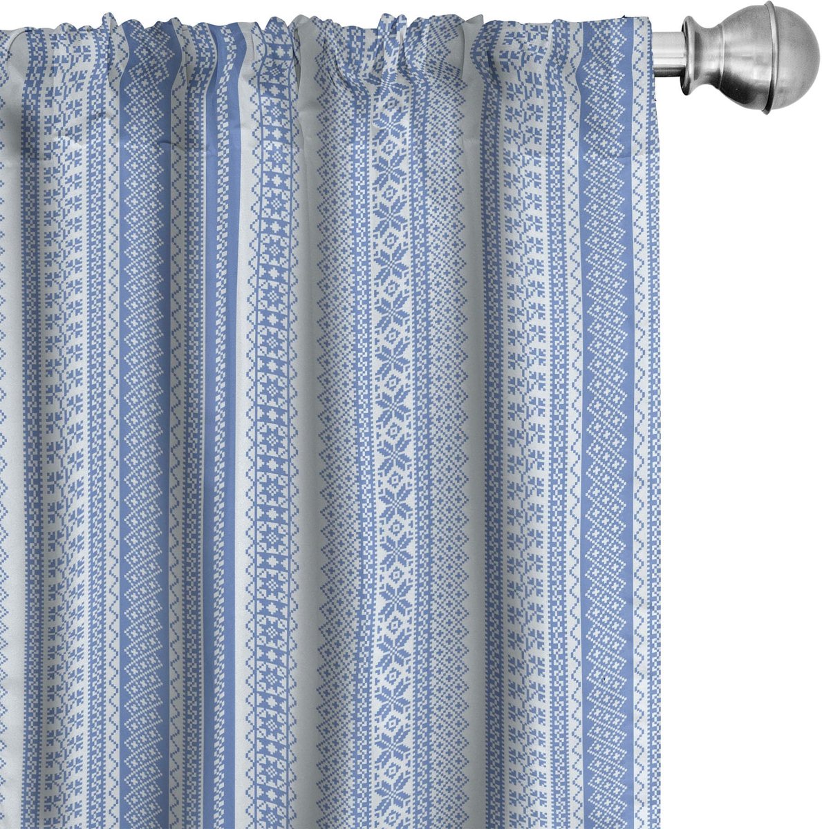 ABAKUHAUS Gordijnen – Chevron Bloem – 2x75x245 cm – Lichtblauw/Blauw