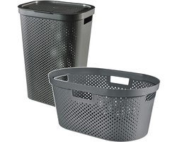 Curver Infinity - Set wasmand 40L + wasmand 60L - donkergrijs
