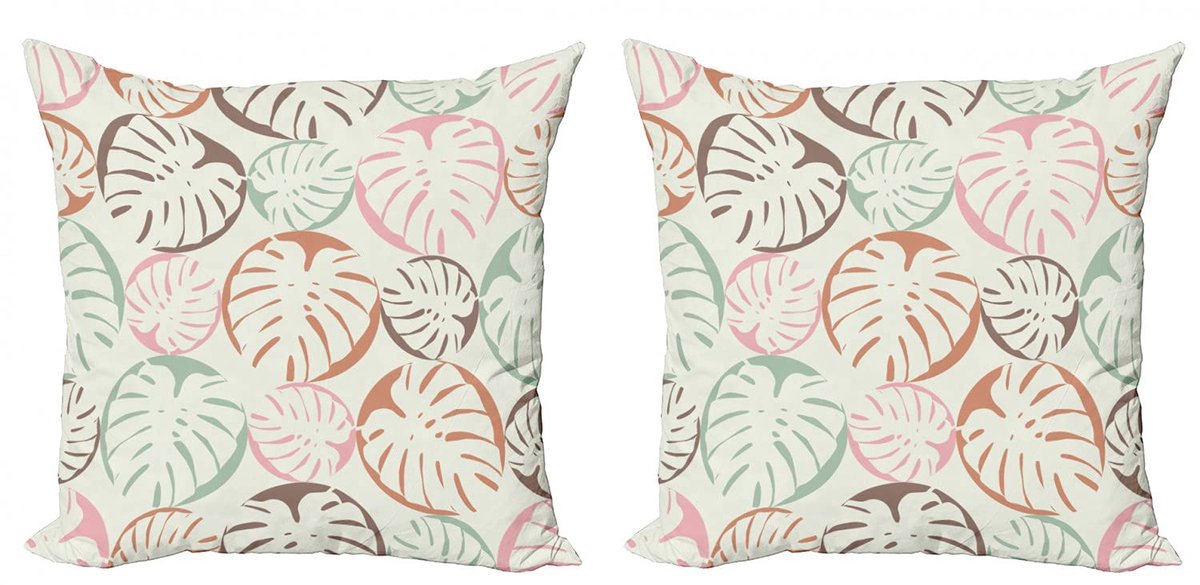 ABAKUHAUS Blume Kussenhoes – Set 2x45x45 cm – Dubbelzijdig bedrukt – Multicolor