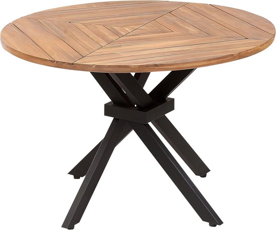 Tuintafel Rond 110 Ronde Houten Tuintafel Acaciahout 110 cm Lichtbruin Buiten | bol