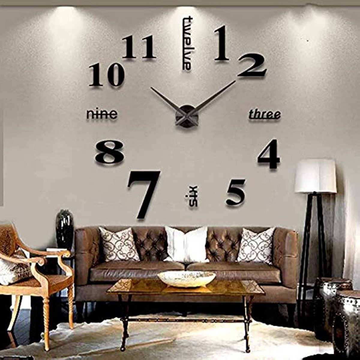 Grote 3D Zelfklevende Wandklok Spiegel Zonder Frame - Stille Woondecoratie