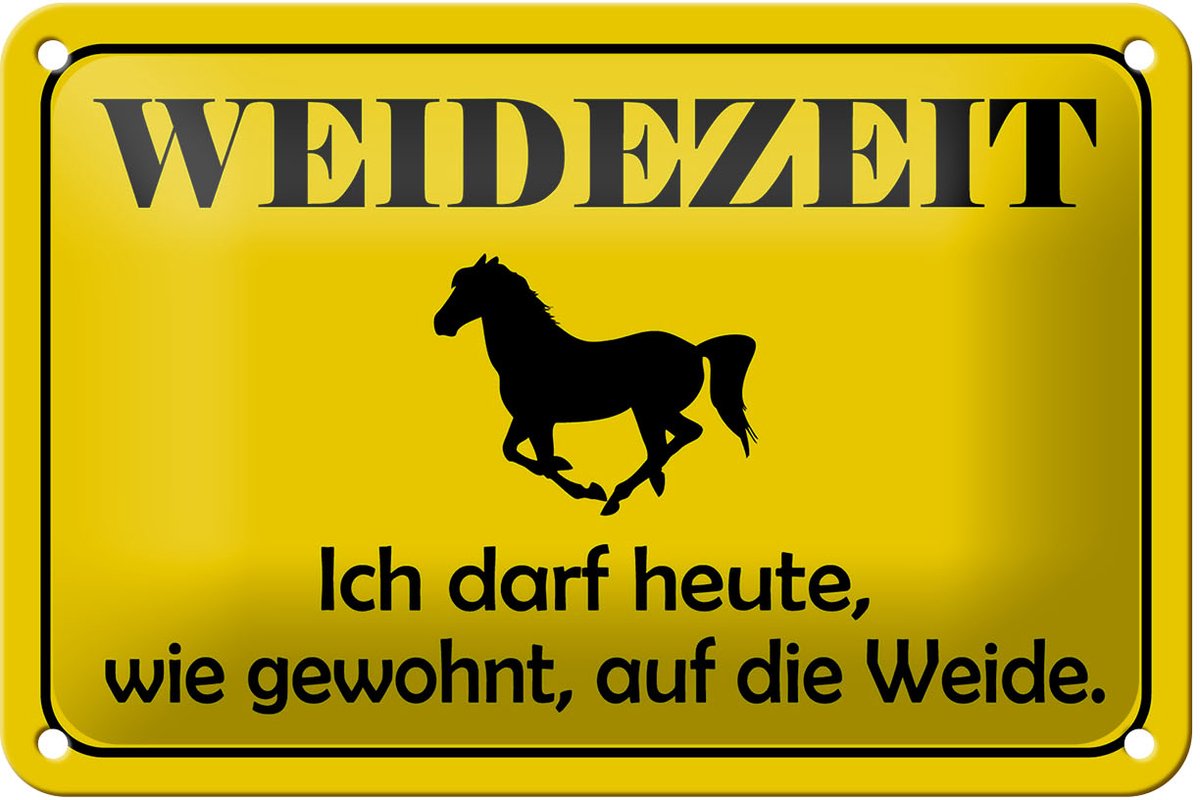 Blechschild Hinweis 18x12cm Weidezeit Pferd