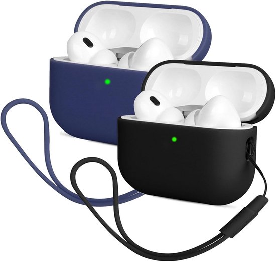R-fun voor AirPods Pro 3-hoesje (2025), zachte siliconen beschermhoes, compatibel met Apple AirPods Pro 3e generatie voor vrouwen en mannen met reinigingsset en sleutelhanger, middernachtblauw