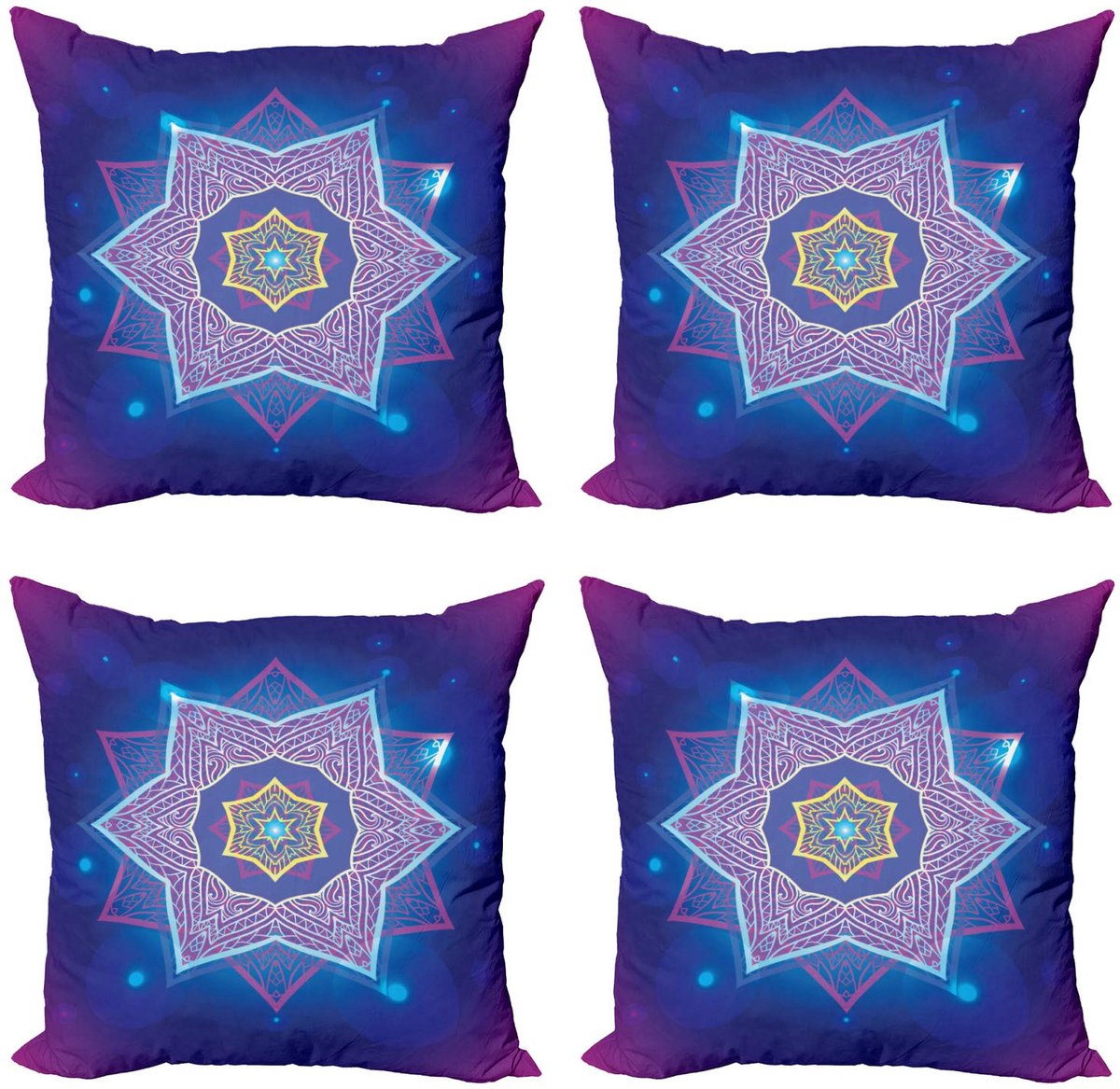 ABAKUHAUS Sterrenmandala Kussenhoes Set – 4x 40x40 cm – Dubbelzijdig Mehrfarbig