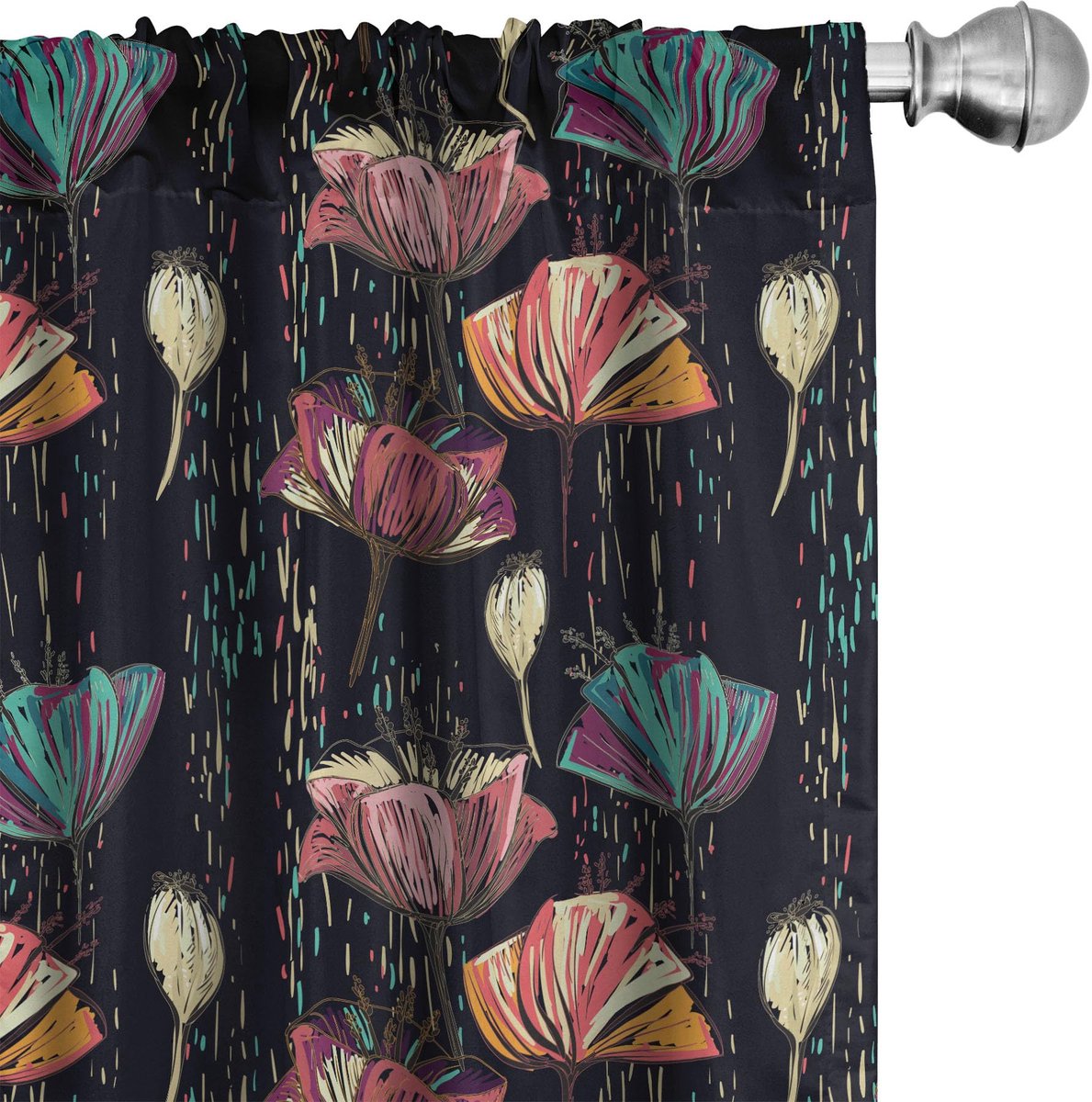 ABAKUHAUS Tulpen gordijnen – 2-delige set 75x175 cm – microvezel – veelkleurig Mehrfarbig