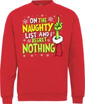 Kersttrui On The Naughty List | Foute Kersttrui heren dames | Christmas Sweater | Rood | maat M