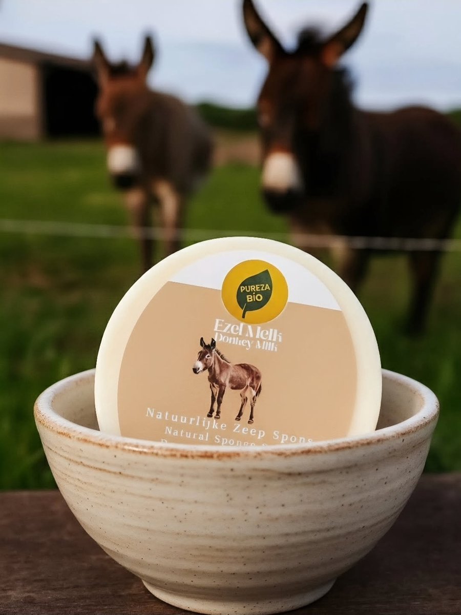 Ezel Melk / Zeep Spons / Sponge Soap / Biologisch en handgemaakt (Voor gezicht en lichaam)