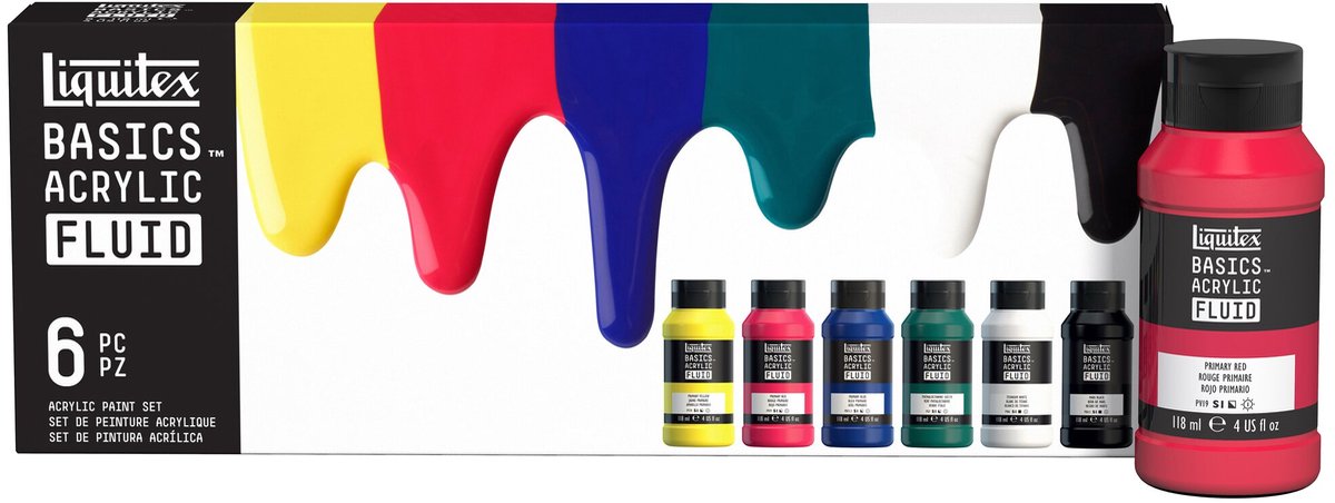 Basics Fluid acrylic paint set 6x118ml