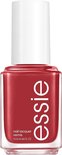 Flesje Essie nagellak in de kleur rood, met witte dop. "nail lacquer" op het etiket.