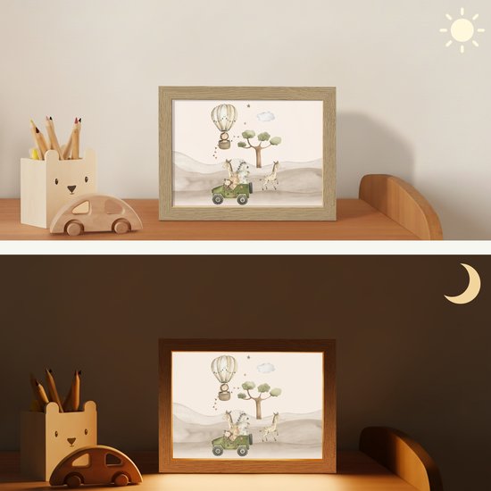 Nachtlampje 20x15 cm - Kinder lampje - Wilde dieren - Safari - Watercolor - Luchtballon - Tafellamp kinderkamer - Slaapkamer lamp - Bedlamp kinderen - Kinderlampje stopcontact - Wandlamp babykamer - Nachtlampjes van Merkloos — afbeelding 4