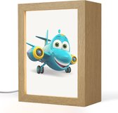 Nachtlampje 15x20 cm - Kinder lampje - Vliegtuig - Blauw - Kinderen - Jongens - Tafellamp kinderkamer - Slaapkamer lamp - Bedlamp kinderen - Kinderlampje stopcontact - Wandlamp babykamer - Nachtlampjes