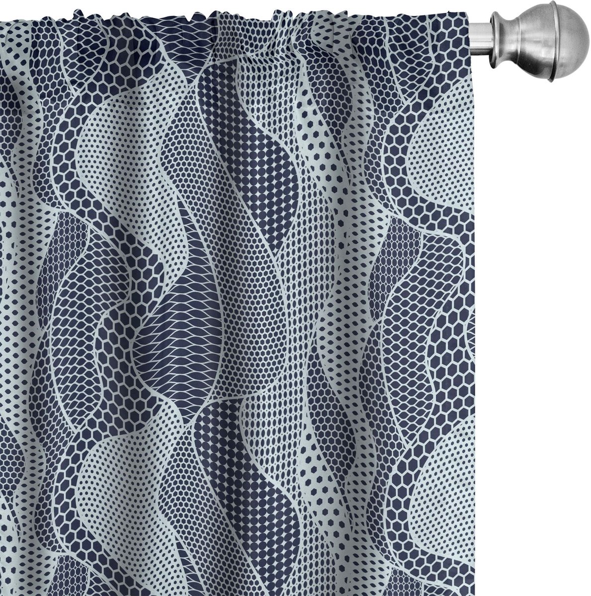 ABAKUHAUS Abstracte gordijnen – Golven en cirkels – 2x75x225 cm – Donkerblauw/Babyblauw Dunkelblauw