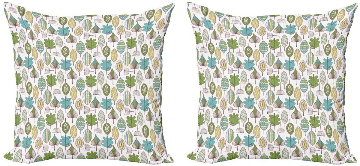 ABAKUHAUS Kussenhoes Set – 2x50x50 cm – Doodle Paardenbloem – microvezel Turquoise