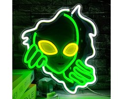 LED Neon Wandlamp Ufo en Alien | USB Aangedreven & Dimbaar Licht voor Slaapkamer & Feestdecoratie
