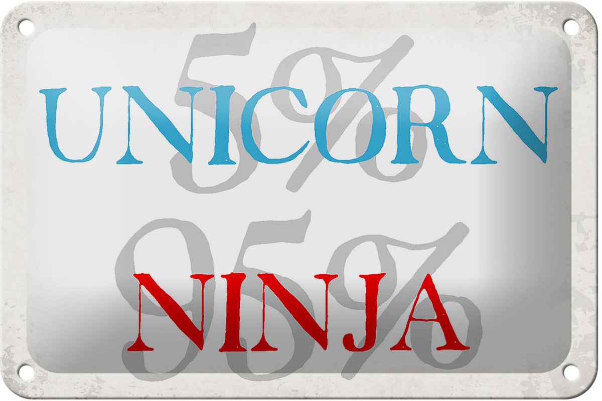 Blechschild Spruch 18x12cm 5% unicorn 95% ninja