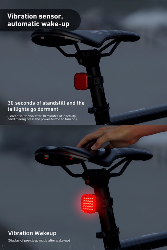 Cyclami Fietslamp Achterlicht LED - Slim Fiets Achterlicht met Remdetectie - USB-C Oplaadbaar - Waterproof LED Achterlamp - 200m Zichtbaarheid - Automatisch Stoplicht - 4 Modi - Achterlicht voor Fiets — afbeelding 4