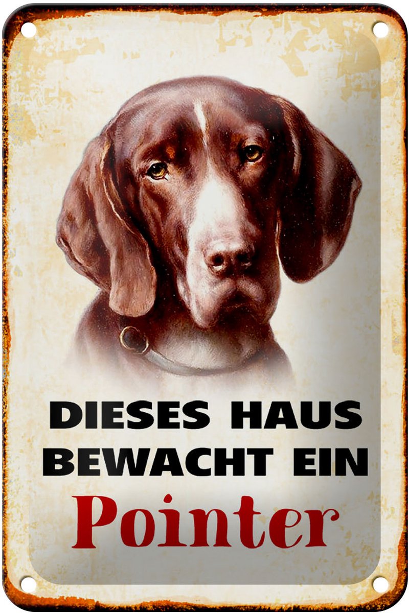 Blechschild Hund 12x18cm dieses Haus bewacht ein Pointer