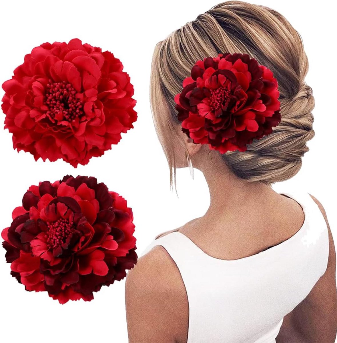 Hawaïaanse Bloemen Haarspeld voor Bruiloft en Strandfeesten - Rode Orchidee Clip