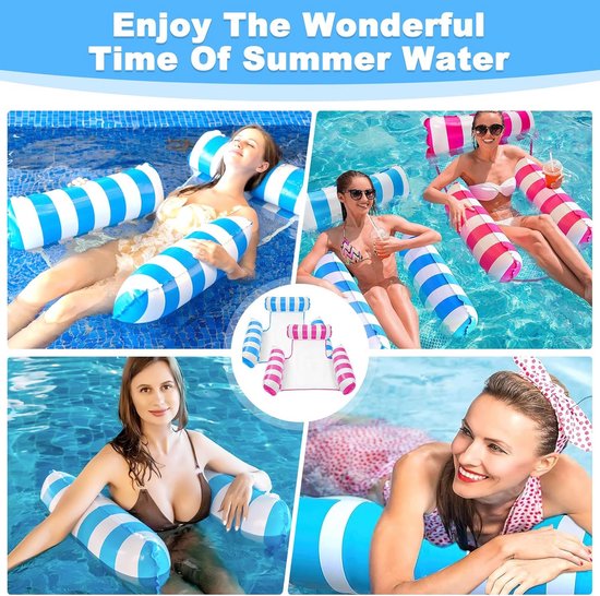2x Opblaasbare Waterhangmat met Pomp - 4-in-1 Zwemstoel voor Volwassenen & Kinderen — afbeelding 5